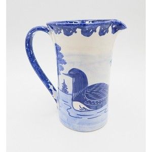 Shard Pottery Dover-Foxcroft Duck Loon Pitcher Pottery Spongeware Water Jug